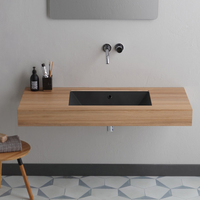 Раковина Scarabeo TEOREMA 2.0 встраиваемая снизу с переливом без отверстий цвет черный матовый арт-5136 49 — фото 2, Раковины встраиваемые снизу