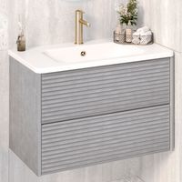 Тумба подвесная с умывальником PARMA 80 /дымчатый серый/ AQUA DE MARCO 5080GRPAR — фото 1, Тумбы с раковиной