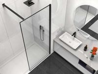 Душевая перегородка Walk-In , 900*2000, черный матовый, стекло прозрачное арт-VSW-1HS900CLB — фото 2, Душевые перегородки