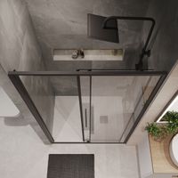 Дверь в нишу Niagara Nova NG-84-13AB (130х195) черный матовый,стекло прозрачное,дверь раздвижная,1 место — фото 6, Раздвижные душевые двери