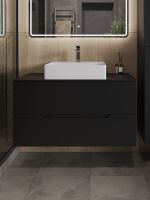 Orange Line Li-100TubMDF+B04-500W тумба с раковиной подвесная 100 см, черный/белый Li-100TubMDF+B04-500W — фото 3, Тумбы с раковиной