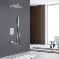 Душевая система ABBER Daheim скрытого монтажа с изливом, термостат, белая матовая арт-AF8250W — фото 2, Встраиваемые душевые комплекты