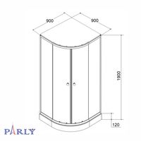 Душевой уголок с поддоном Parly 90х90 см, профиль черный, стекло матовое арт-ZF911B — фото 8, Душевые уголки четверть круга