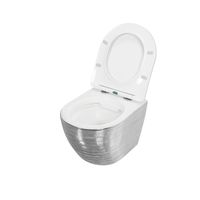 Унитаз подвесной Grossman (480х365х370) безободковый,серебро,внутри белый с тонкой крышкой,микролифт,1 место арт-GR-4455SWS — фото 3, Подвесные унитазы