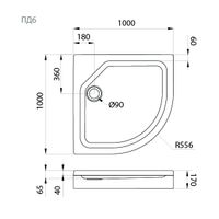 ПД 6 Поддон ДК низкий полукруг 100х100 в комплекте арт-Щ0000014391 — фото 1, Душевые кабины