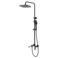 Душевая система Azario Alanti с квадратным тропическим душем, керамический картридж, шланг 150 см, черный матовый арт-AZ-K2332-1B — фото 1, Душевые стойки