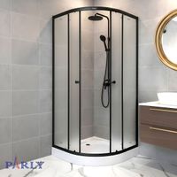 Душевой уголок с поддоном Parly 90х90 см, профиль черный, стекло матовое арт-ZF911B — фото 1, Душевые уголки четверть круга