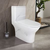 Унитаз-моноблок Azario Terni 350х670х760 напольный, безободковый, горизонтальный слив, сиденье дюропласт микролифт, цвет - белый мрамор арт-AZ-8618M — фото 11, Напольные унитазы