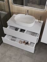 Orange Line Li-100TuwMDF+B04-600W тумба с раковиной подвесная 100 см, белый Li-100TuwMDF+B04-600W — фото 4, Тумбы с раковиной