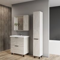 Зеркало со шкафом VIANT БЕРЛИН 80 подвесное цемент арт-VBER80C-ZSH — фото 3, Зеркальные шкафы в ванную