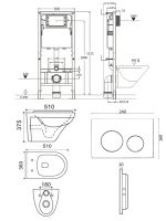 Agger Унитаз подвесной безободковый белый с инсталляцией, микролифт, кнопка смыва белая арт-ATI06100+APB188 — фото 1, Комплекты унитаз + инсталляция