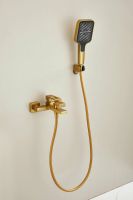 Смеситель для ванны с коротким изливом и душем BELZ , брашированное золото, арт-B60658-5 — фото 2, Смеситель для ванны