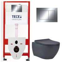 КОМПЛЕКТ TECE + beWash: 9400412 Инсталляция для подвесного унитаза TECE + BeWash Bogen Унитаз подвесной безободковый с сиденьем микролифт антрацит 88303280 арт-TC412303280 — фото 2, Комплекты унитаз + инсталляция