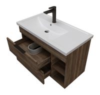 Тумба подвесная "ФОРТА-80 см" с 2-я ящ. темный дуб (ум.Фостер-80 Пр.) арт-1080042 — фото 1, Тумбы под раковину