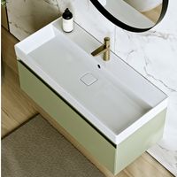 Подвесная тумба с одним ящиком 100 см, цвет зеленый шалфей с умывальником арт-GE01101SH — фото 2, Тумбы с раковиной