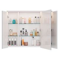 Шкаф зеркальный Lemark ZENON 100х80 см 3-х дверный, с козырьком-подсветкой, с розеткой, цвет корпуса арт-LM100ZS-Z — фото 1, Зеркальные шкафы в ванную