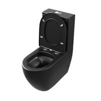 Унитаз напольный Grossman (675х360х820) безободковый,черный матовый с тонкой крышкой,микролифт,2 места арт-GR-4446BMS — фото 2, Напольные унитазы