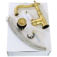 OXFORD См-ль д/раковины моноком., донный клапан "click-clack", ручка белая, бронза арт-19094 — фото 7, Смесители для раковины