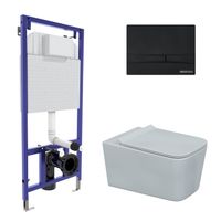 Комплект BERGES для монтажа подвесного унитаза: инсталляция NOVUM525, кнопка F5 Soft Touch черная, унитаз FLOE Rimless, сиденье дюропласт Floe Slim SO, микролифт, быстросъем арт-43224 — фото 8, Комплекты унитаз + инсталляция