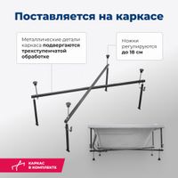 Акриловая ванна Aquanet West 130x70 (с каркасом) 00205300 — фото 6, Акриловые ванны