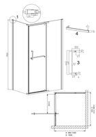 Душевое ограждение Grossman Pragma 100.K33.03.100.21.02-200.K33.03.100.21.02 (100х100х195) распашная(левая),черный матовый,стекло шиншилла,2 места арт-120.K33.03.1010.21.02 — фото 10, Квадратные душевые уголки