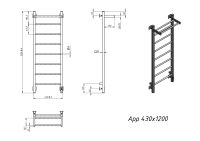 Полотенцесушитель электрический Grota App 430х1200 белый App 430х1200 RAL9016 EL — фото 2, Электрические полотенцесушители