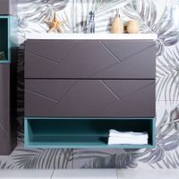 Тумба с раковиной и нишей Бриклаер КРИСТАЛЛ 80, графит/муссон — фото 1, Тумбы с раковиной