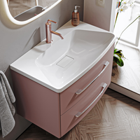 Подвесная тумба в цвете пепельная роза с двумя ящиками с умывальником из литьевого мрамора арт-NER0108PR — фото 4, Тумбы с раковиной