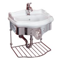 BELLA Комплект консоль подвесная 55 см. с решеткой хром, раковина керамика белая 30345 — фото 1, Консоли для раковины