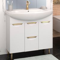 Тумба напольная с умывальником ELEGANSE 85 /золото/ AQUA DE MARCO 5085CGELE — фото 1, Тумбы с раковиной