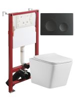 Agger Унитаз подвесной безободковый TORNADO белый с инсталляцией, микролифт, кнопка смыва черная арт-ATI10150+APB144 — фото 1, Комплекты унитаз + инсталляция