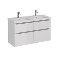 Тумба Lemark BUNO 125 см под 2 раковины, подвесная/напольная, 4 ящика, цвет планки: Серый, цвет корп арт-LM04B125T — фото 7, Тумбы под раковину