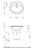 Раковина врезная на столешницу 580х490х185 1841 — фото 3, Раковины встраиваемые сверху