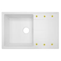 Кухонная мойка AZARIO Izmir 740х480х197 кварцевая, прямоугольная, сифон в комплекте, цвет Белый арт-CS00097681 — фото 7, Кухонные мойки