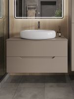 Orange Line Li-100TuLMDF+B08-640W тумба с раковиной подвесная 100 см, латте/белый Li-100TuLMDF+B08-640W — фото 3, Тумбы с раковиной