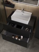 Orange Line тумба с раковиной подвесная 80 см, черный/белый арт-Li-80TubMDF+B04-500W — фото 4, Тумбы с раковиной