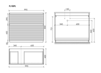 Тумба напольная SANCOS Folk Floor левая 995х445х850, c двумя ящиками оснащенными доводчиками, Bianco, арт.FL100FLW — фото 2, Комоды и тумбы для ванной комнаты