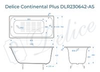 Ванна чугунная Delice Continental PLUS 100х70 с антискользящим покрытием DLR230642-AS — фото 3, Чугунные ванны