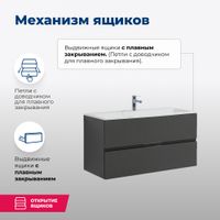 Тумба под раковину Aquanet Алвита 100 серый антрацит арт-00240112 — фото 3, Тумбы под раковину