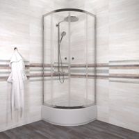 ДО "Альфа-Хром" 80х80 В, 1/4 круга, средн. подд. (2 места+сифонD50мм) арт-Щ0000072617 — фото 1, Душевые уголки четверть круга