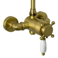 KING Душевой настенный гарнитур (см-ль д/душа-термостат/колонна/верхн.душ/шланг/ручной душ),бронза 31886 — фото 5, Душевые гарнитуры