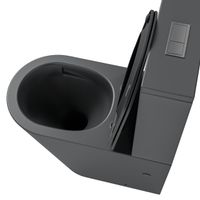 Унитаз напольный Grossman (640х360х835) безободковый,серый матовый с тонкой крышкой,микролифт,смыв торнадо,2 места арт-GR-4458GMSQ — фото 3, Напольные унитазы