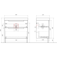 Напольная тумба с двумя ящиками 81 см, цвет белый с умывальником арт-VAN01082N — фото 4, Тумбы с раковиной