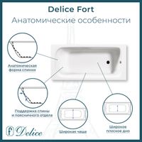 Ванна чугунная Delice Fort 200х85 с отверстиями под ручки и антискользящим покрытием DLR230622R-AS — фото 2, Чугунные ванны