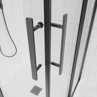 Товар: Душевой угол Veconi Evo 300 GR, 1000х1000x1950, графит брашинг, тонированное матовое стекло E3-GR-100100-12-C9 - фото 2 Душевой угол Veconi Evo 300 GR, 1000х1000x1950, графит брашинг, тонированное матовое стекло E3-GR-100100-12-C9 — фото 2, Квадратные душевые уголки