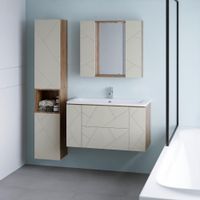 Тумба под раковину подвесная Бриклаер КРИСТАЛЛ латте, 100 см 4627125416897 — фото 3, Тумбы с раковиной