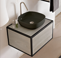 Раковина Scarabeo GLAM накладная без перелива без отверстий цвет лава матовая с антибактериальным и грязеотталкивающим покрытием BIOKER арт-1806 37 BK — фото 1, Раковины накладные