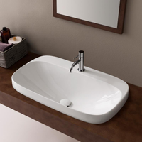 Раковина Scarabeo MOON полувстраиваемая без перелива с одним отверстием цвет белый арт-5512 — фото 6, Раковины накладные