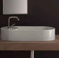 Раковина Scarabeo SEVENTY накладная с переливом с одним отверстием цвет белый арт-8094 — фото 5, Раковины накладные