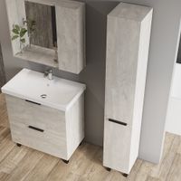 Зеркало со шкафом VIANT БЕРЛИН 80 подвесное цемент арт-VBER80C-ZSH — фото 5, Зеркальные шкафы в ванную